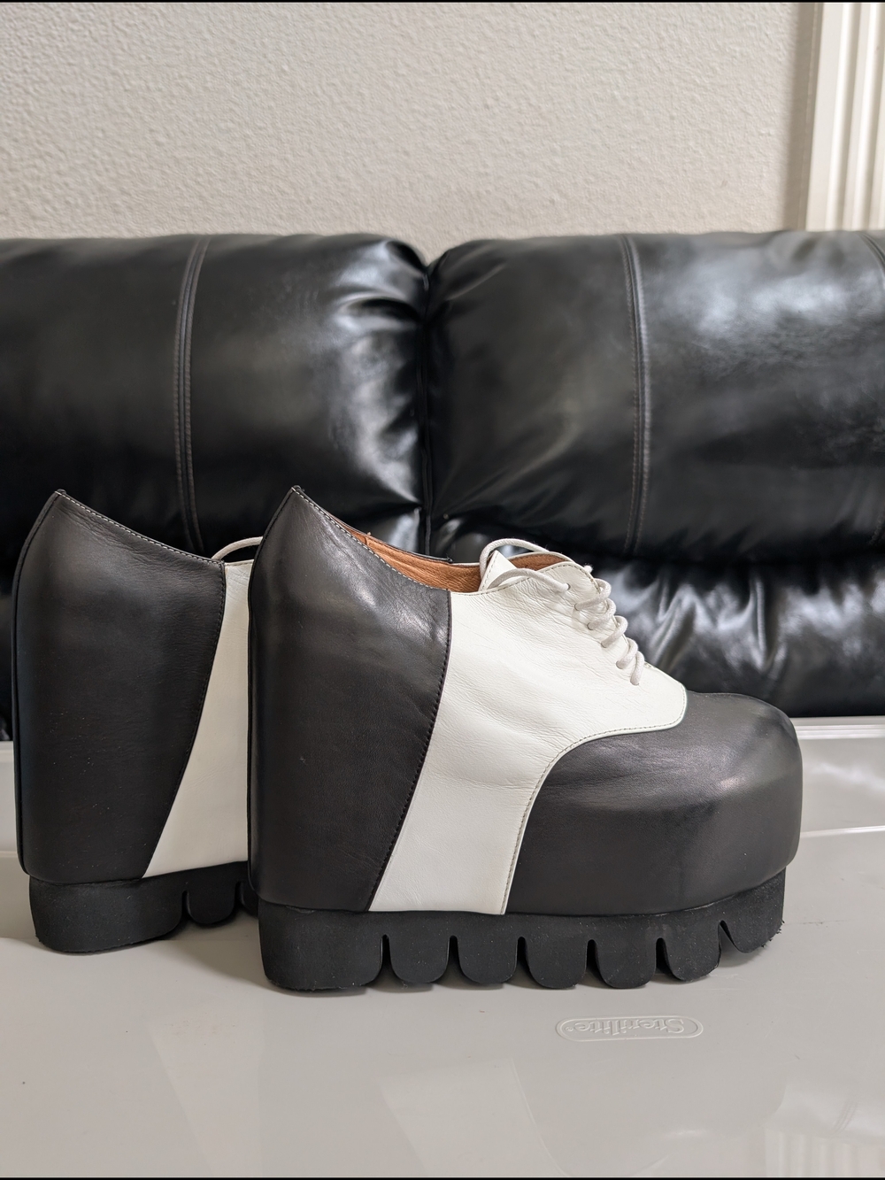 Jeffrey Campbell Handmade Ibiza Last Black & White Leather Platform Oxfords Sz 8 - Picture 4 of 12